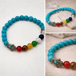 Chakra Bracelet‎ Dyed Howlite Beads Witchy Boho Apothecary Energy Jewelry
